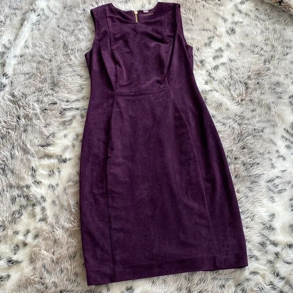 slim fit dress slacks Calvin Klein Deep Purple Bell 3/4 Sleeve Sheath Dress
